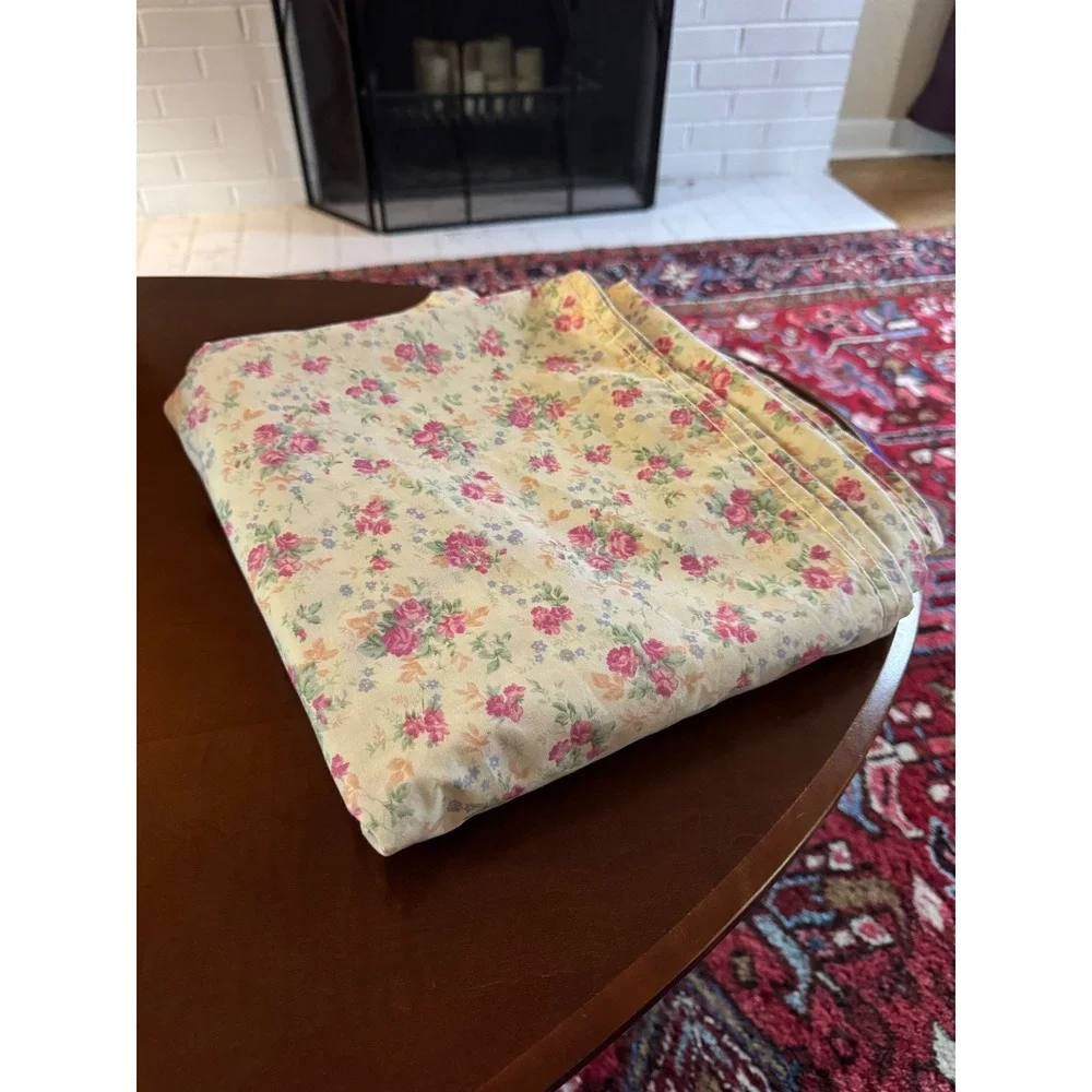 Vintage Ralph Lauren Shelter Island Full Flat Sheet Cotton Floral Pink Roses USA